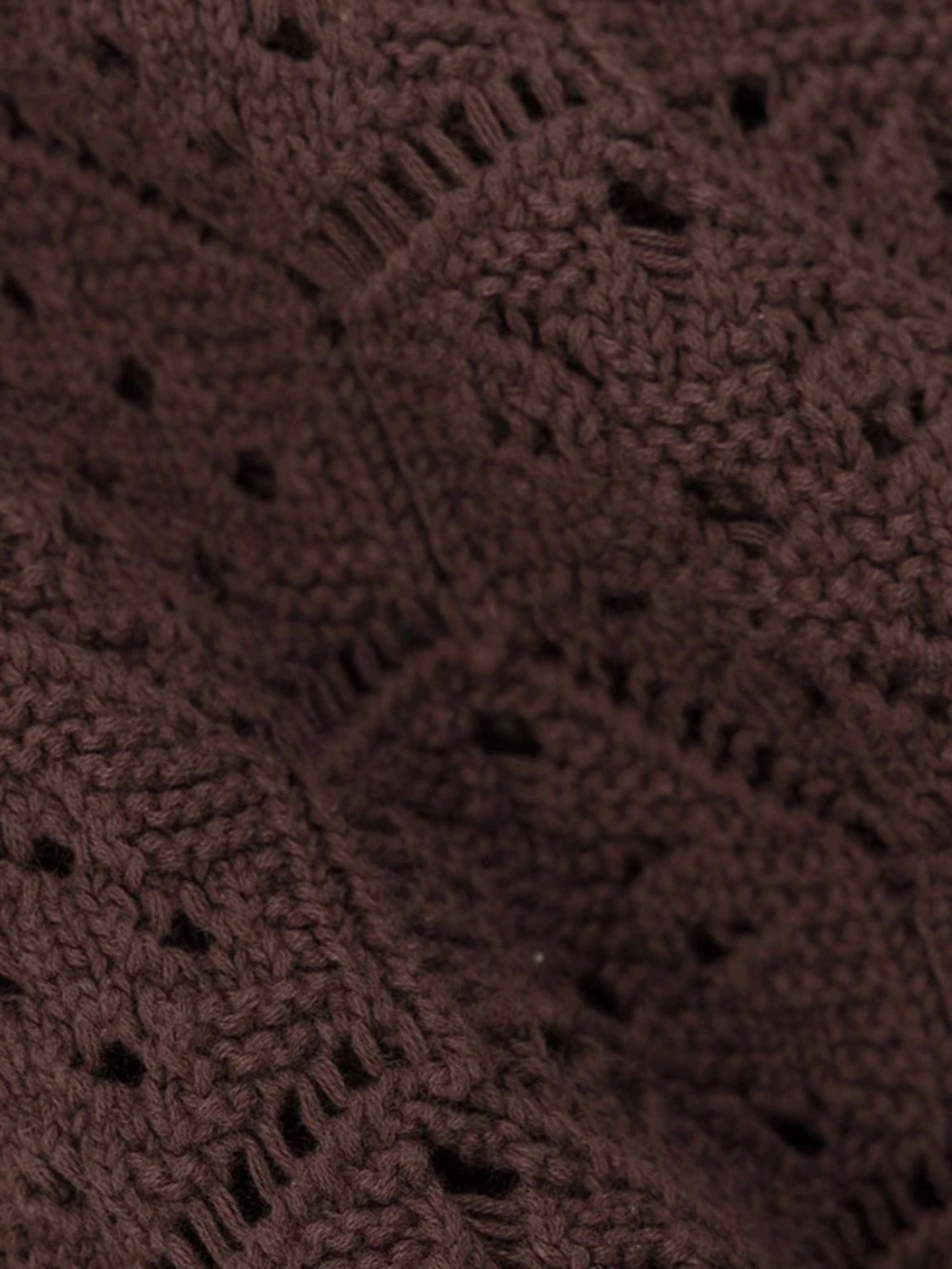 SABO Crochet knit Button Brown Umiko Top L-XL Cotton - Picture 11 of 12